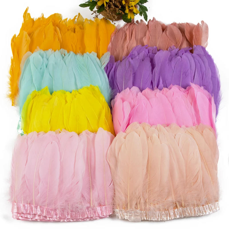 Description Picture 4 of item1Meter Colored Goose Feather Trim 15-20cm for DIY Craft Plume Ribbon Costume Decor Sewing Dress Wedding Party Plumas Accessories