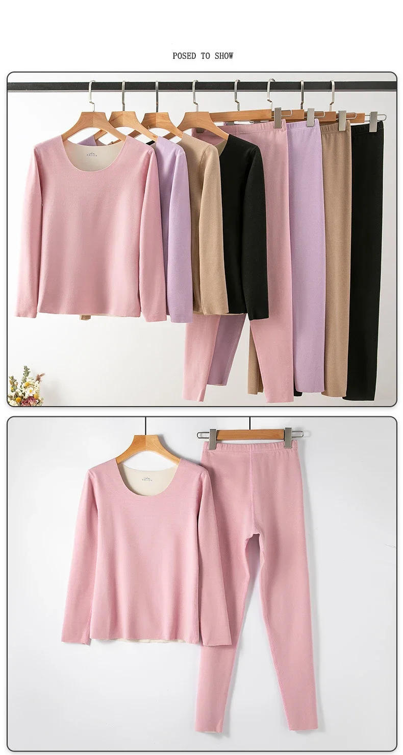 Description Picture 6 of itemWomen's Thermal Underwear Men Double-sided Fleece Seamless Thermos Clothing Warm Lingerie Suit Winter Clothes Women 2 Piece Sets