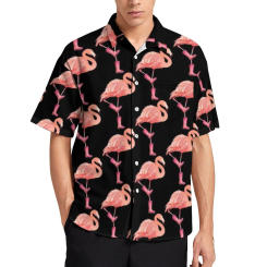 Flamingo Casual Shirt  Vacation Loose Shirt Summer Trendy Blouses Short Sleeve Graphic Oversized Clothes
