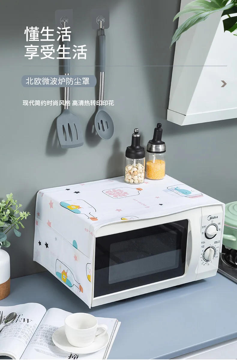 Description Picture 2 of itemWaterproof Microwave Oven Covers Grease Proofing Storage Bag Double Pockets Dust Covers Microwave Oven Hood Kitchen Accessories