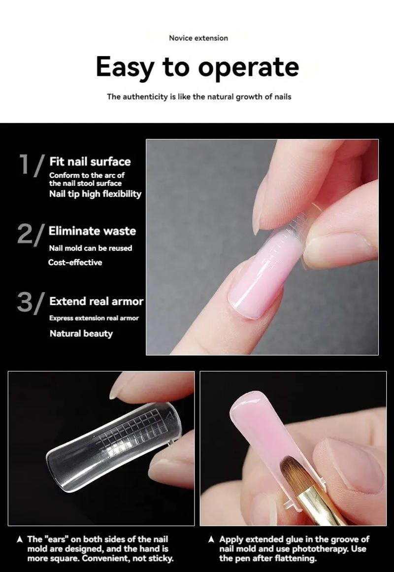 Description Picture 5 of item100PCS Nail Art Nail Tray Crystal Quick Extension Light Therapy Nail Sheet No Tray Paper Transparent Nail Sheet Fake Nails