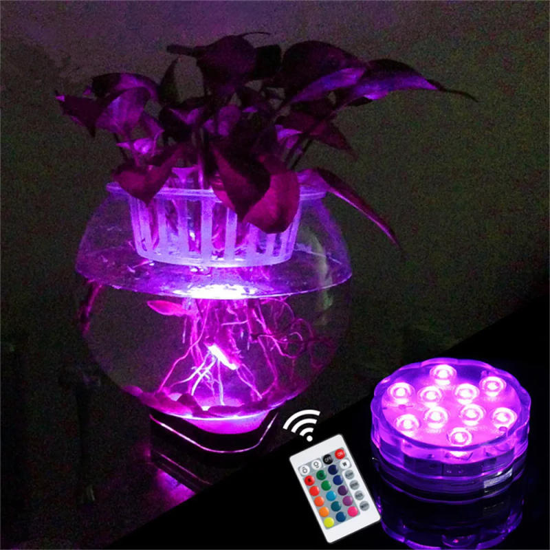 Description Picture 6 of item10leds RGB Led Submersible Light Underwater Night Lamp Battery Operated Garden Swimming Pool Light for Wedding Party Vase Bowl