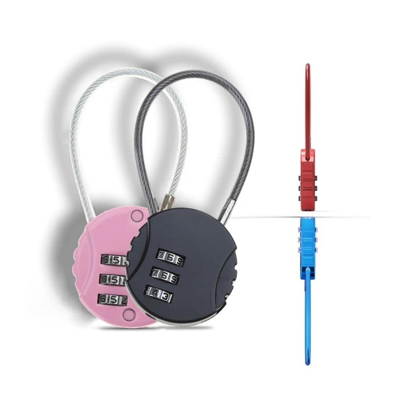 Description Picture 4 of itemSmall Travel Luggage Lock 3 Digit Combination Padlock Small Wire Rope Password Lock for Backpacks Gym School Lockers