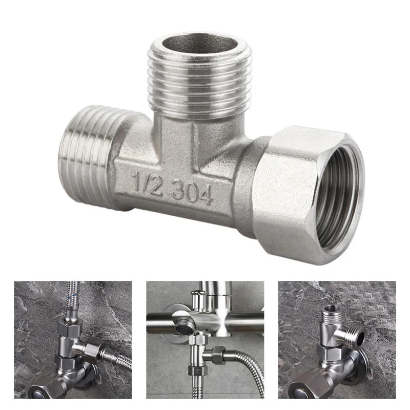 Description Picture 2 of itemT Adapter 3 Ways Valve For Diverter Bath Toilet Bidet Sprayer Shower Head/G1/2 Stainless Steel Silver Connector Bathroom Parts