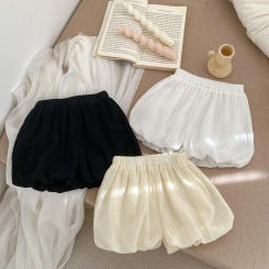 Summer Baby Shorts 0-3Years Newborn Girls Solid Color Elastic Waist Bloomers Loose Cotton Bottom Casual Outfits Clothes