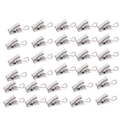 Pack of 30PCS Home DIY, Photo, Clothes, Laundry Peg Clamp, Window Curtain Clips with Hook Hanger Clips 30mm Silver