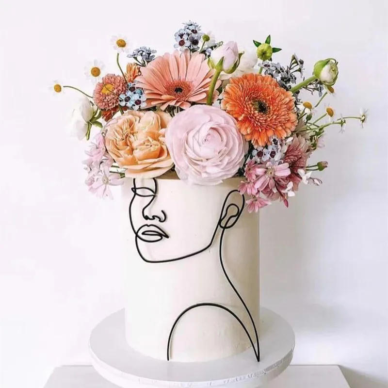 Description Picture 6 of itemAcrylic Minimalist Art Lady Face Cake Topper Girl Happy Birthday Cake Decoration Wedding Cake Toppers Decor Party Supplies