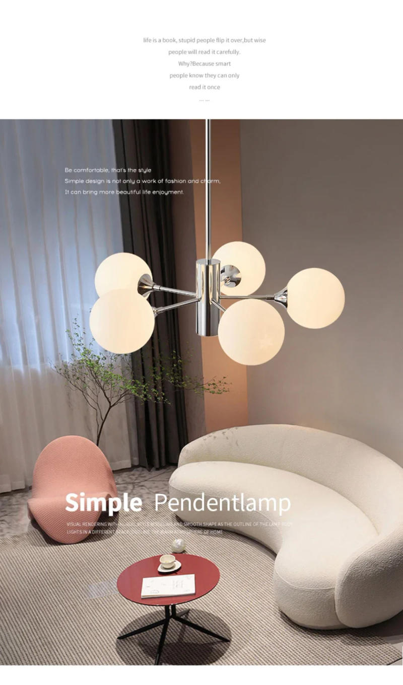 Description Picture 3 of itemLED Modern Chandelier for the Bedroom Dining Room Nordic milk white Glass Ball Ceiling Pendant Lamp Hanging Lighting Home
