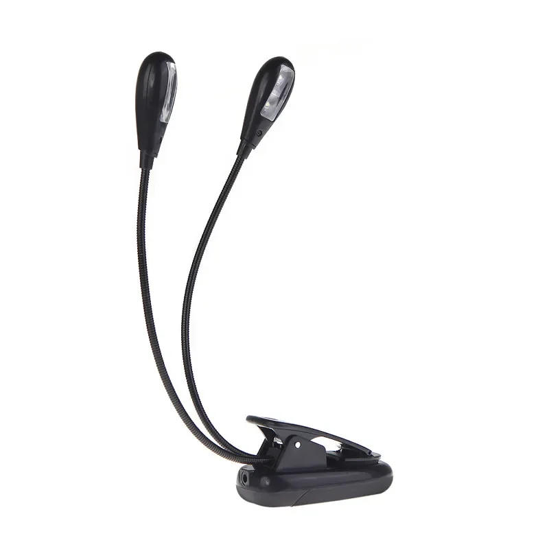 Description Picture 6 of itemHot Sale Black Clip-on 2 Dual Arms 4 LED Flexible Book Music Stand Light Lamp Guitar Parts & Accessories