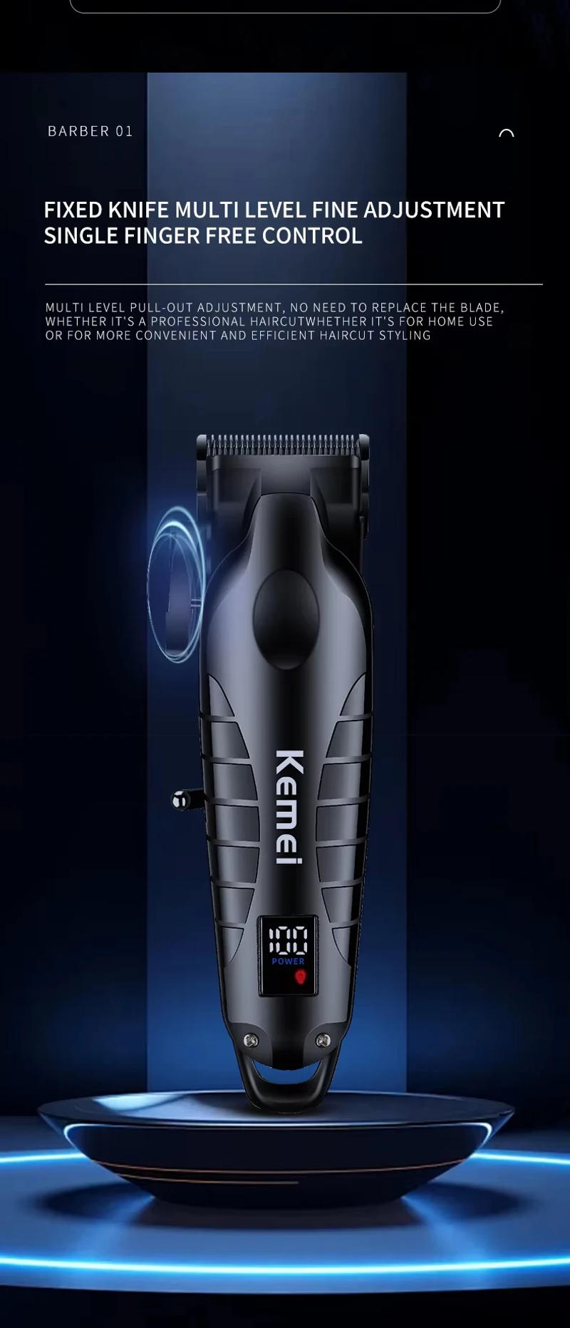 Description Picture 6 of itemKemei Hair Clipper Kit for Men, Electric Shaver, Hair Trimmer, Professional Cutting Machine, KM-2290, KM-2293, KM-1102