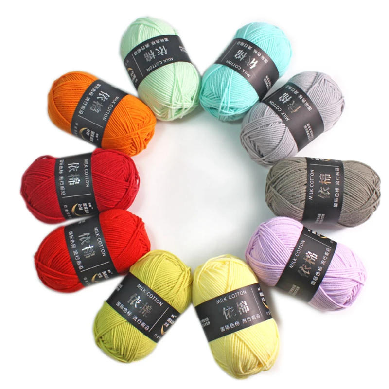 Description Picture 3 of item50g 4ply Milk Cotton Knitting Wool Yarn Needlework Dyed Lanas For Crochet Craft Sweater Hat Dolls DIY Knitting Tools