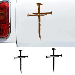 Three Nail Cross Vinyl Sticker Car Window Bumper Door Decals Decoration, Christian Stickers Laptop Phone Water Bottle Cup Decor
