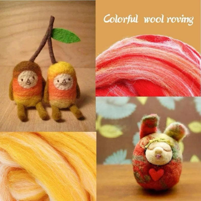 Description Picture 4 of itemWool Blended Wool Roving 50g Merino Mixed Hand Dyed Wool Top Art Needle and Wet Felting Supplies Needle Felting Diy Wool (NO.21)