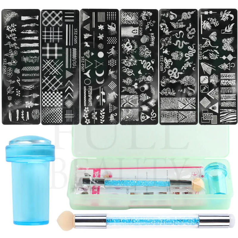 Description Picture 2 of item9pcs/Set Nail Art Stamping Plates Silicone Stamper Scaper Stamping Printing Brush Polish Nail Templates For DIY Manicure Tools