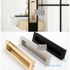 2Pcs Brushed Brass Matte Black Aluminum White Recessed Flush Barn Sliding Door Finger Pull Furniture Closet Drawer