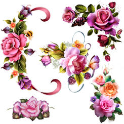 Three Ratels QCF204 Elegant rose bouquet wall sticker art for home decoration toilet Decal