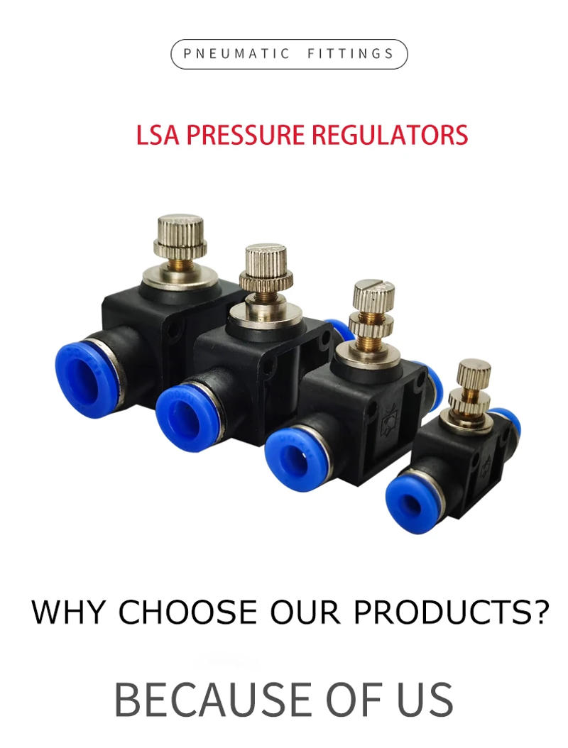 Description Picture 2 of item10PCS A LOT LSA type Pneumatic Fitting 4 6 8 10 12mm Fast connection Air Speed Pressure Regulating Throttle Valve