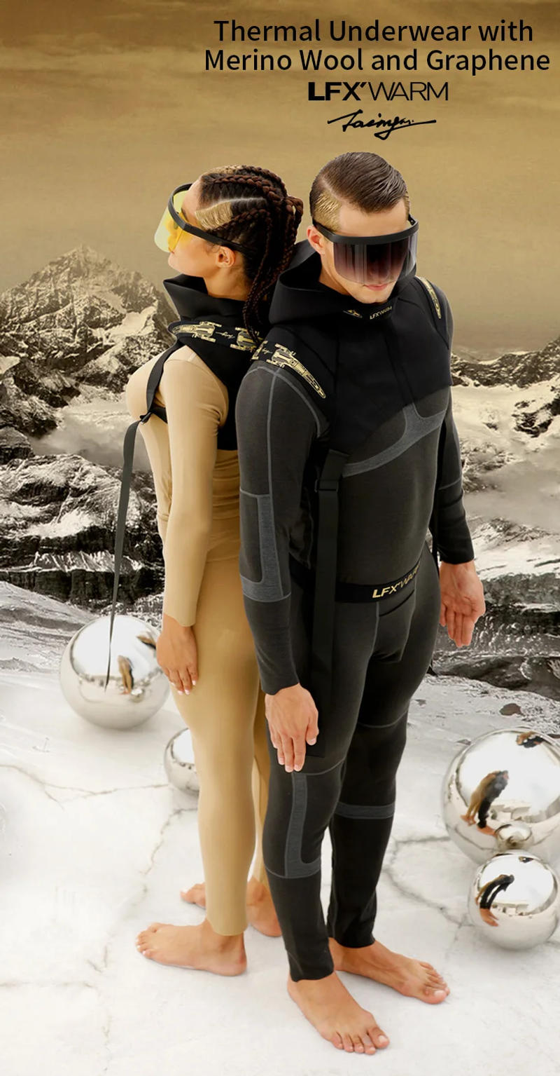 Description Picture 5 of item52025 Men Thermal Underwear Women Thermal Underwear Merino Wool Graphene Fabric Premium Design Seamless Soft Warm Long Johns