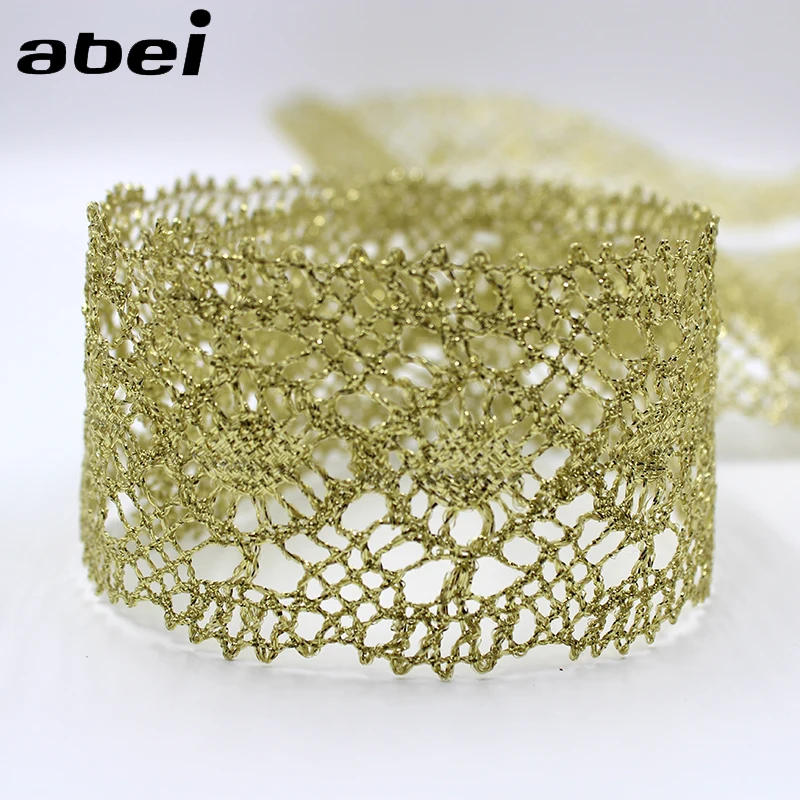 Description Picture 5 of item5cm 10yards Vintage Gold Lace Trims Lace Fabric For Garment Sewing Accessories Applique Wedding Crafts