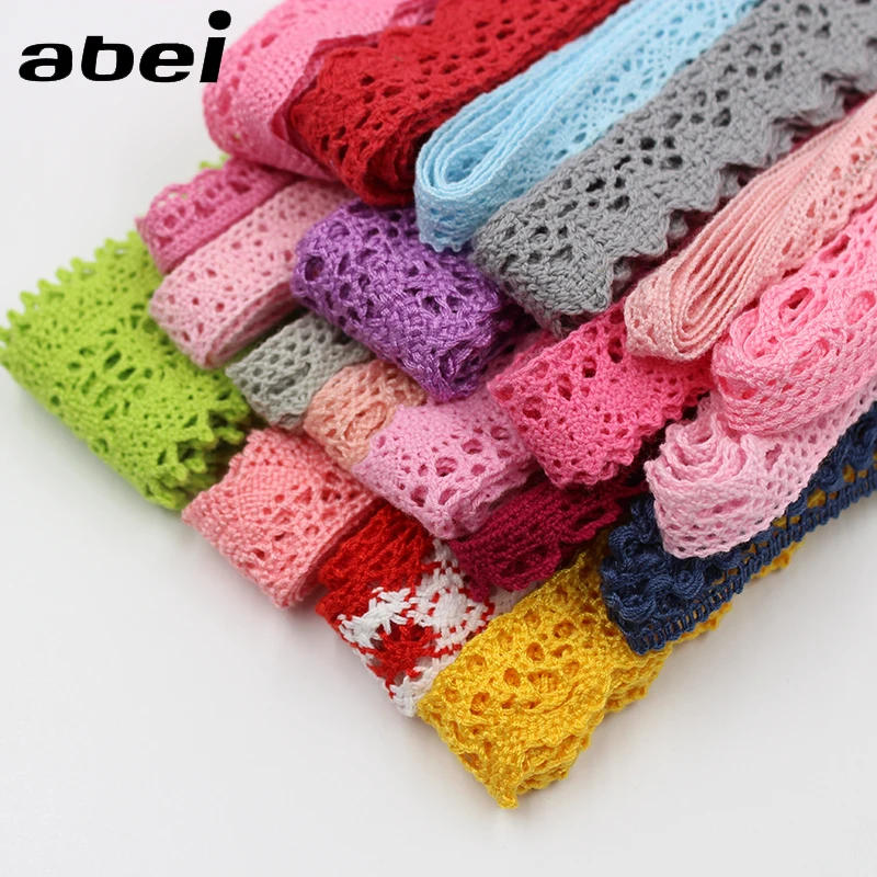 Description Picture 2 of item1-3cm 10yards Mix Colorful Cotton Lace Trims Baby Clothing Home Wedding Craft Sewing Cotton Fabric Material DIY Patchwork