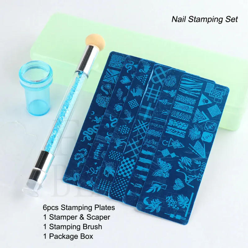Description Picture 3 of item9pcs/Set Nail Art Stamping Plates Silicone Stamper Scaper Stamping Printing Brush Polish Nail Templates For DIY Manicure Tools