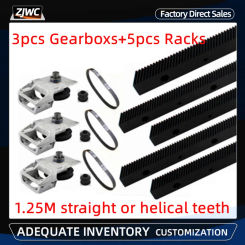 5pcs 1.25M Straight Helical Gear Rack Length 1400mm+3pcs Nema34 Straight Short Long Gearbox+timing Belt+gear Hole 12.7mm/14mm