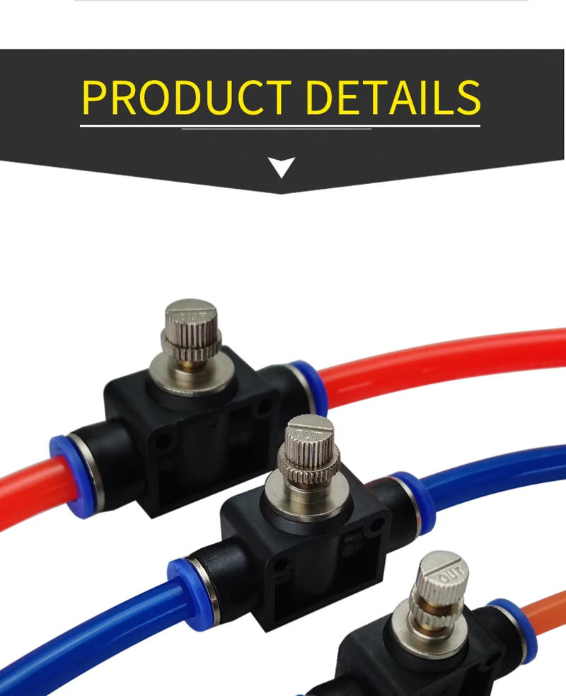 Description Picture 6 of item10PCS A LOT LSA type Pneumatic Fitting 4 6 8 10 12mm Fast connection Air Speed Pressure Regulating Throttle Valve