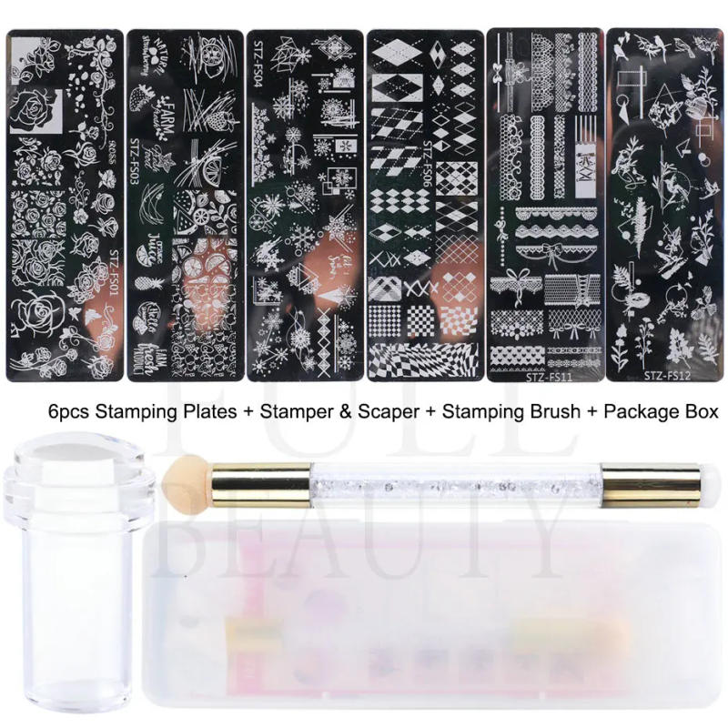Description Picture 6 of item9pcs/Set Nail Art Stamping Plates Silicone Stamper Scaper Stamping Printing Brush Polish Nail Templates For DIY Manicure Tools