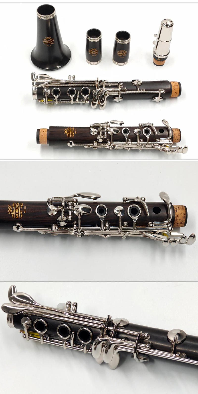 Description Picture 2 of itemMORESKY Professional Ebony Clarinet Bb 17 Keys Grenadilla Sib Klarnet M110