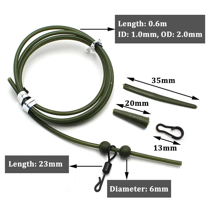 Description Picture 6 of item3x Pre Rigged Rig Tube Helicopter Chod Hair Rigs Swivel Carp Fishing Accessories Tackle Links Leader  Tail Rubber & Line Aligner