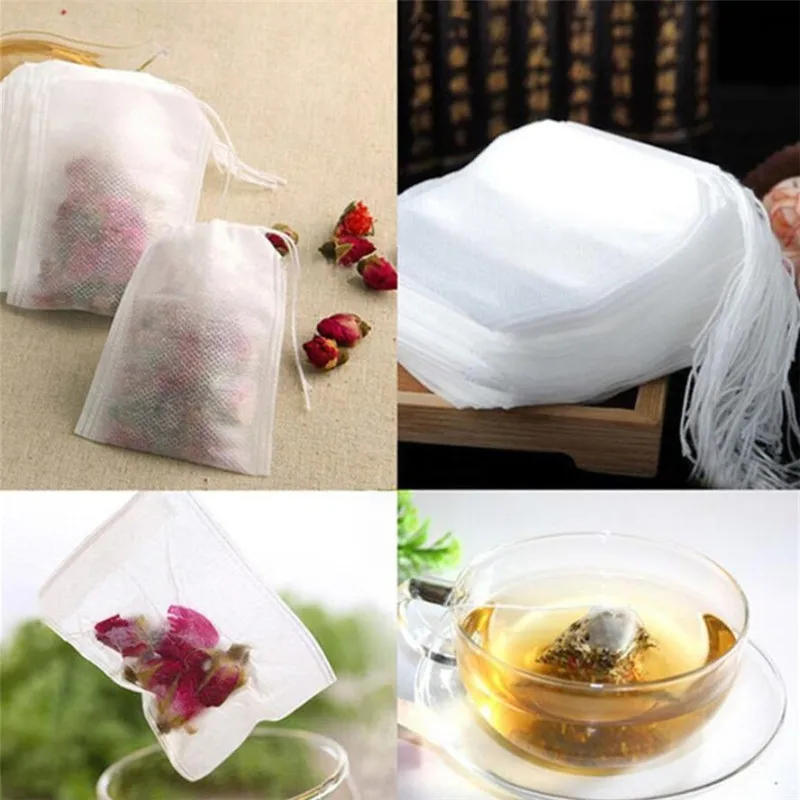 Description Picture 2 of item100 Pcs Disposable Tea Bags Filter Bags For Tea Infuser With String Heal Seal Food Grade Non-woven Fabric Spice Filters Teabags