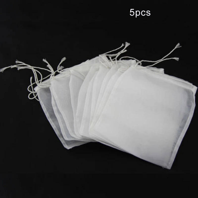 Description Picture 4 of item5pcs 100/160 /200 Micron Reusable Nylon Straining Mesh Bag 8x 10cm Fine Mesh Home Beer Brewing Wine Tea Filter Bags Mesh Net
