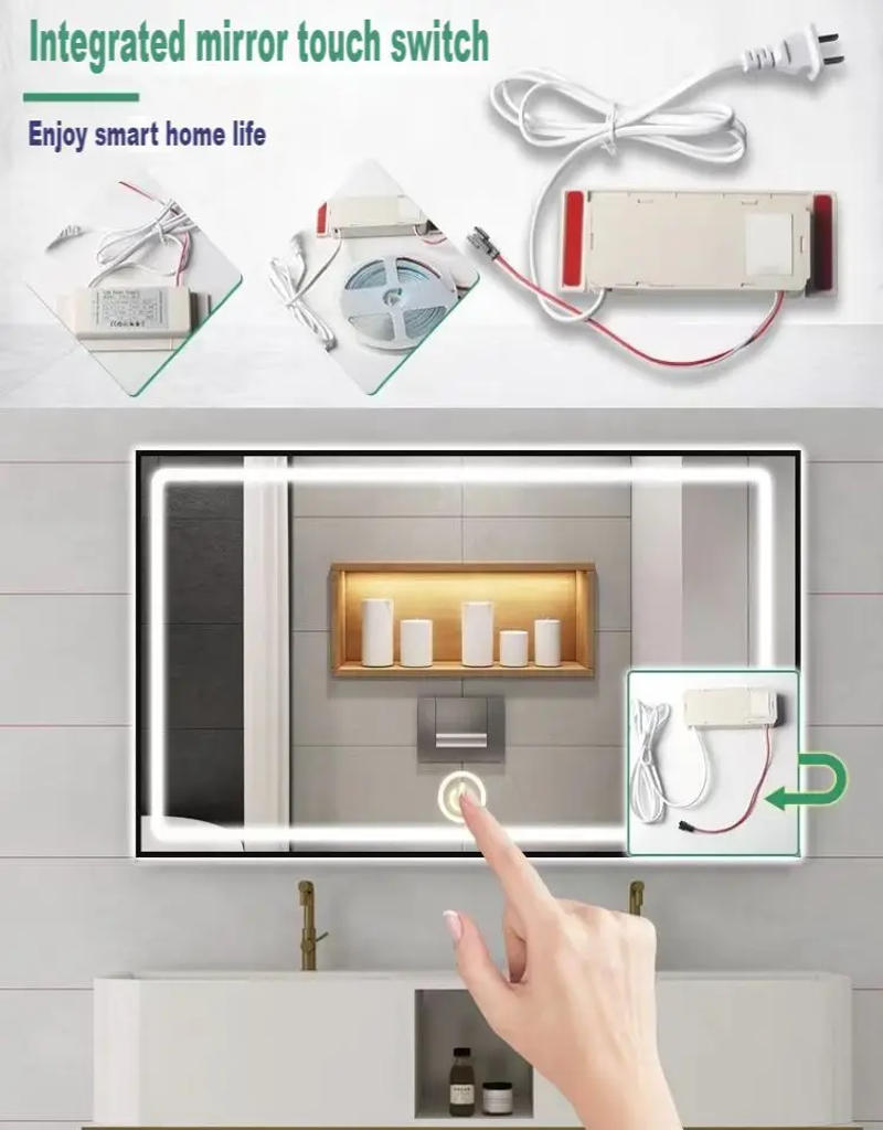 Description Picture 2 of item110V-240VAC 12W 24W 36W glass mirror touch switch integrated mirror control touch sensor bathroom vanity mirror dimmer