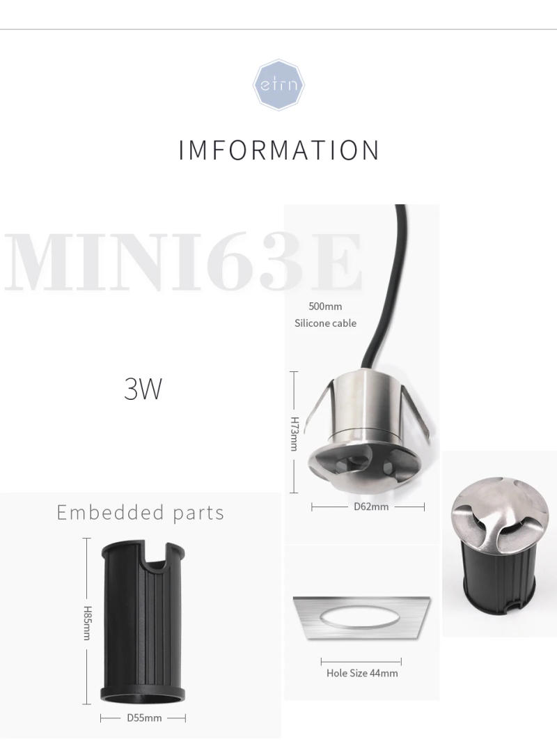 Description Picture 6 of itemetrnLED Garden Light Outdoor Led Lights Grounding Recessed Spot Terrace RGB Spotlight 12V Waterproof Stair Yard Step Lamps 3W