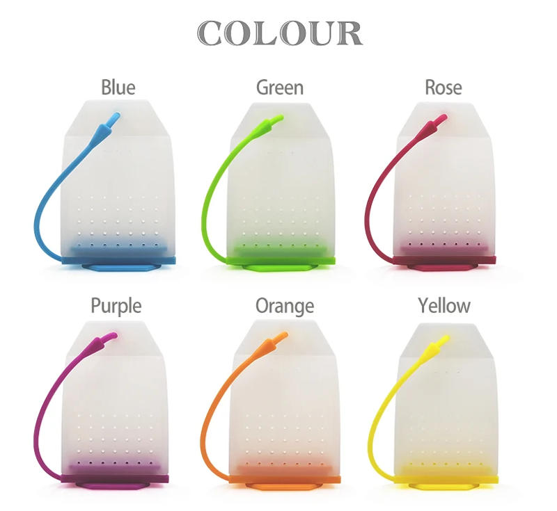 Description Picture 4 of itemNew Silicone Tea Strainer Safe Eco Friendly Non Toxic Reusable Tea-Leaves Infuser Filter Herbal Spice Teas Drain Bag Set Of 6