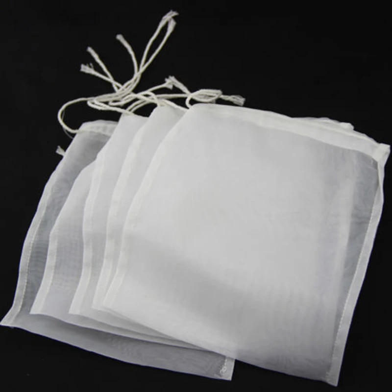 Description Picture 5 of item5pcs 100/160 /200 Micron Reusable Nylon Straining Mesh Bag 8x 10cm Fine Mesh Home Beer Brewing Wine Tea Filter Bags Mesh Net