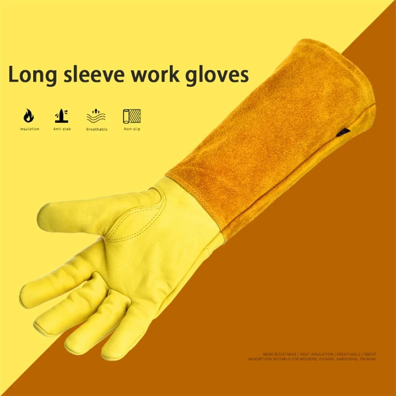 Description Picture 3 of item2Pcs Leather Breathable Gauntlet Gloves Rose Pruning Long Sleeve Gloves for Men and Women Best Gardening Glove Garden Gifts