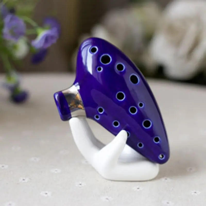 Description Picture 2 of itemWhite 6/12 Hole Ocarina Collector Ceramic Hand Stand Base for Music Lovers