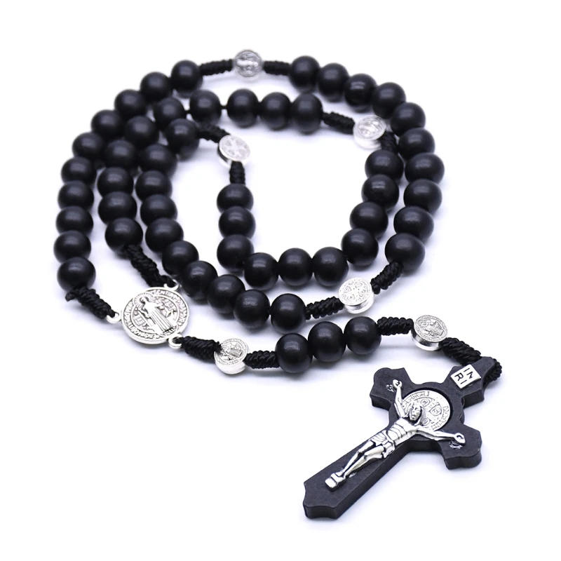 Description Picture 6 of itemBlack Wooden Christ Jesus Religious Necklace Catholic Rosary Necklace Church Souvenirs Prayer Pendant Necklace