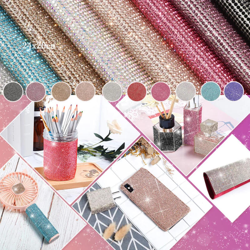Description Picture 5 of item24* 20cm Self-Adhesive Rhinestone Sheet Glitter Trim Applique Crystal Sticker Home Decor Bling Paster Gifts Decoration DIY Tools