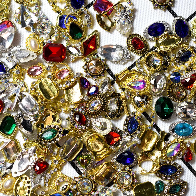 Description Picture 5 of item100PCs Random Mixed Glitter Nail Charm 3D Nails Rhinestones Nail Art Decorations Jewelry Crystal Diamond Nail Supplies Wholesale