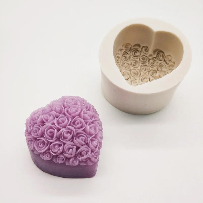 Description Picture 4 of item3D Love Carving Flower Soap Silicone Mold Handmade Chocolate Cake Baking Tool Diy Clay Plaster Candle Making Kit Home Gift