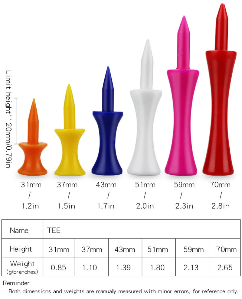 Description Picture 4 of item50 Pcs/Lot Golf Tees Plastic Wood Bamboo 4 Styles Golf Tee Colorful for all Over Sized Drivers, Irons & Hybrids. Longer Drives