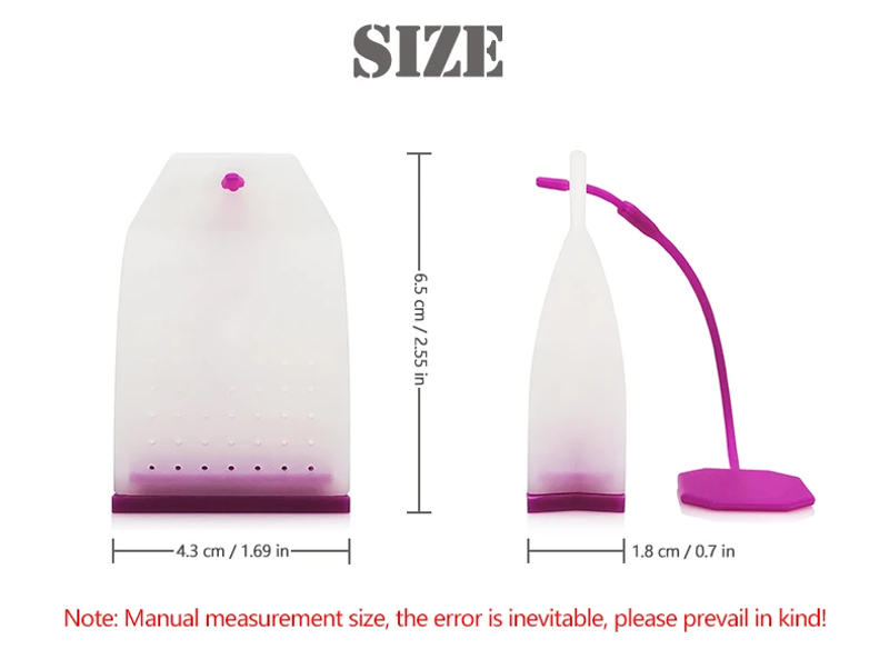 Description Picture 5 of itemNew Silicone Tea Strainer Safe Eco Friendly Non Toxic Reusable Tea-Leaves Infuser Filter Herbal Spice Teas Drain Bag Set Of 6