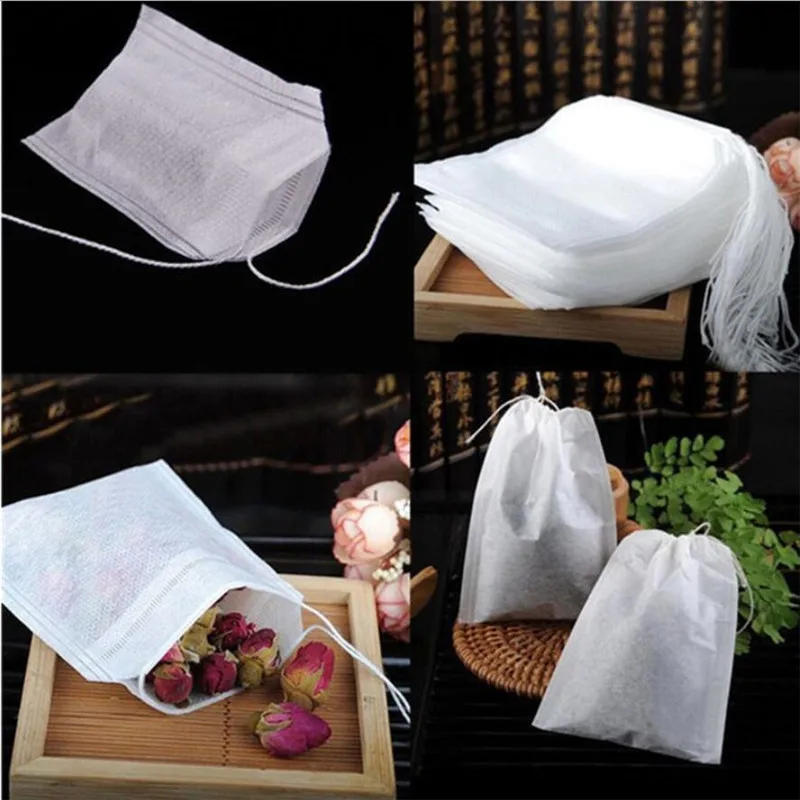 Description Picture 3 of item100 Pcs Disposable Tea Bags Filter Bags For Tea Infuser With String Heal Seal Food Grade Non-woven Fabric Spice Filters Teabags
