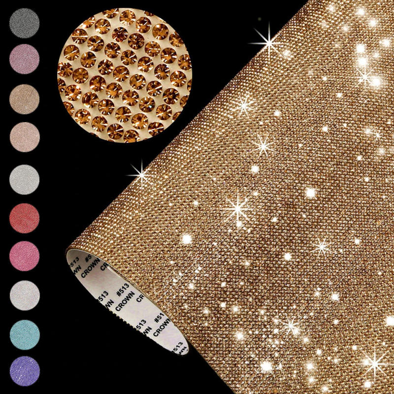 Description Picture 4 of item24* 20cm Self-Adhesive Rhinestone Sheet Glitter Trim Applique Crystal Sticker Home Decor Bling Paster Gifts Decoration DIY Tools