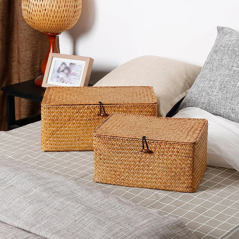 Description Picture 4 of item1PCS Manual Woven Storage Basket Lid Debris Consolidation  Box   Sorting  Jewelry  WF1016