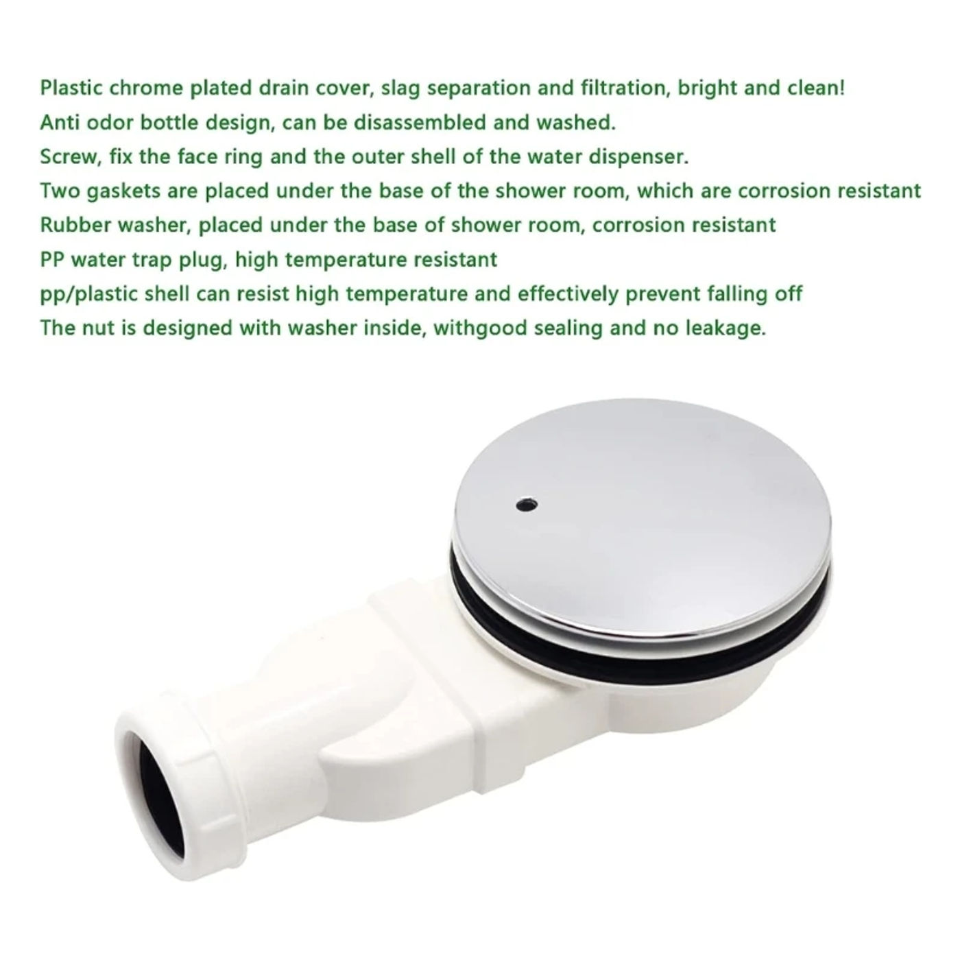 Description Picture 4 of itemShower Tray Waste Drain Trap Low Shower Waste Trap Side Shower Drain Universal Bathroom Shower Floor Drain