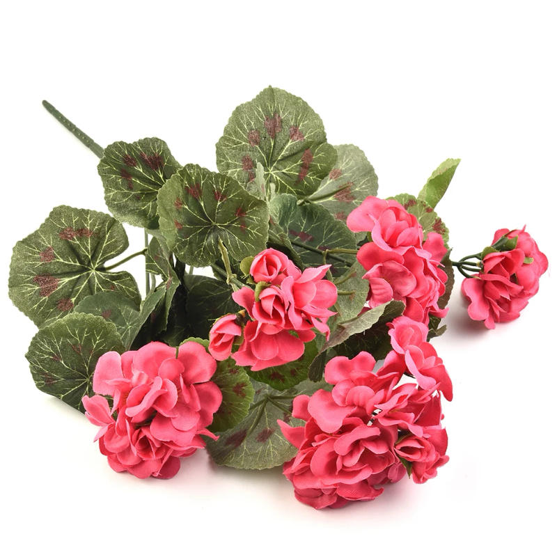 Description Picture 2 of item1pc Artificial Flowers Simulated Geranium Plants Fake Silk Flower Bouquet For Wedding Ceremony Home Outdoor Garden Xmas Decor