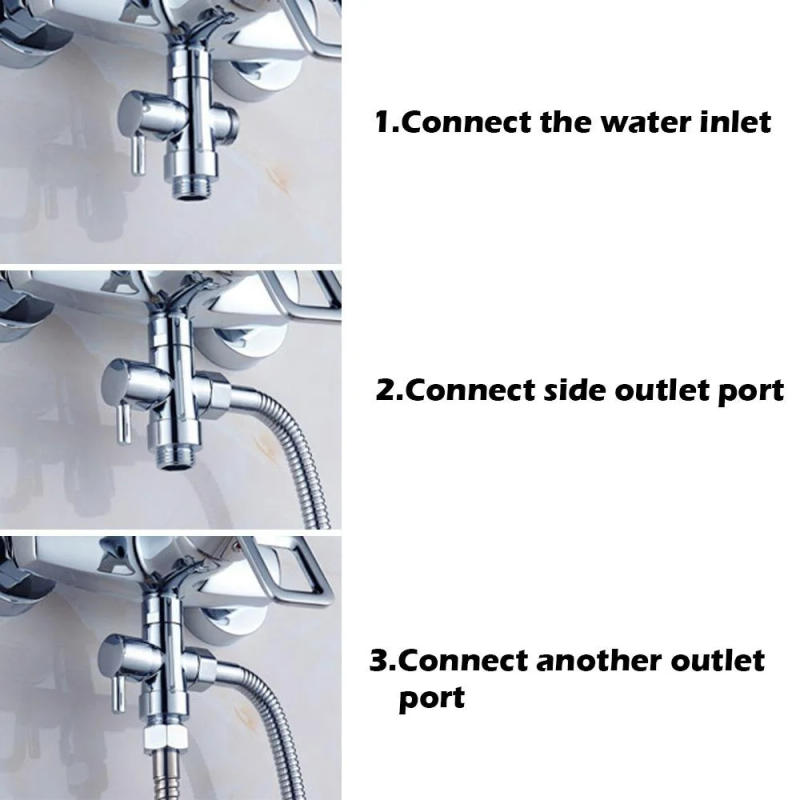 Description Picture 3 of item1 Pcs Water Diverter Valve Bathroom Shower Diverter Valve Tap Connector Faucet Switch Valve